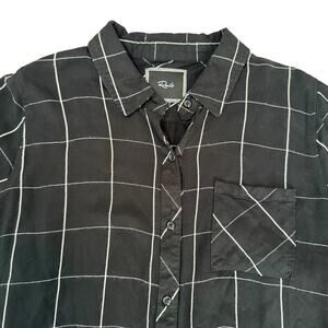 Rails Hunter Shirt Collared Button Down Grid Pattern Black & White Size Small